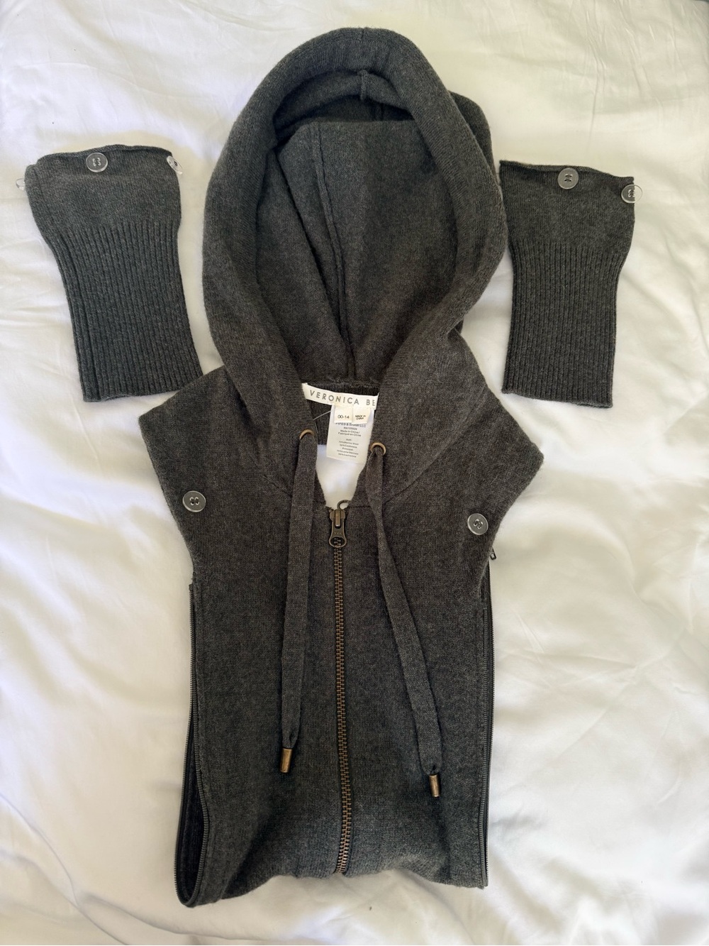 Veronica Beard Cashmere Wool Hoodies Dickey & Cuffs Forest Green 00-14
